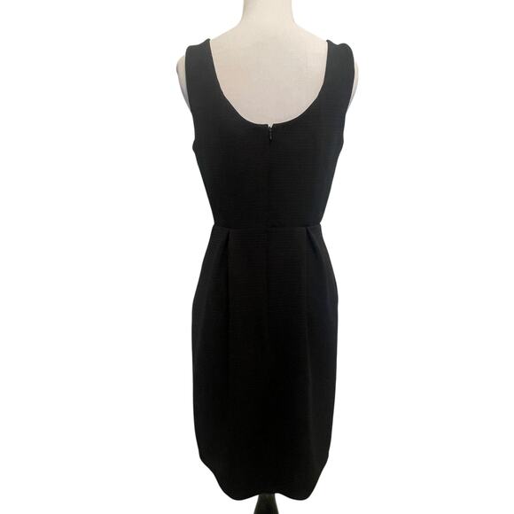 LC Lauren Conrad Black Bow Dress Womens Size 8 Textured Career Sheath LBD - Picture 7 of 11